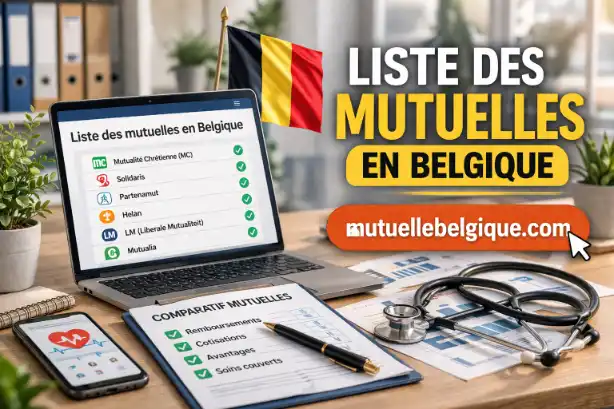 Façade d'une agence de mutualité en Belgique avec plusieurs enseignes d'organismes