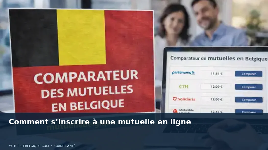 Laptop met een online aansluitformulier, identiteitskaart en kaartlezer op een bureau