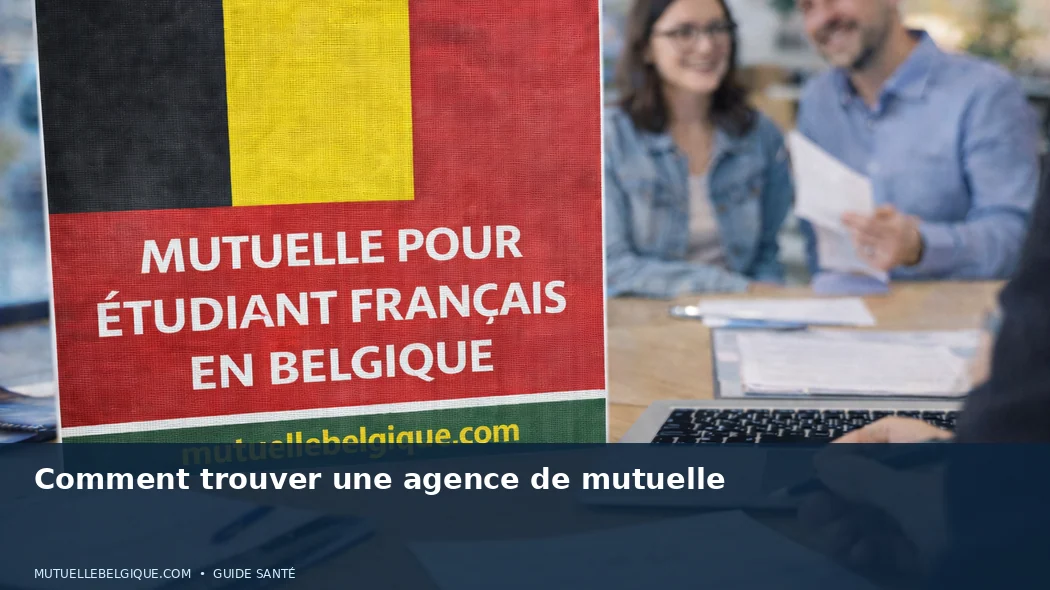 Façade d'une agence de mutualité avec une personne consultant l'horaire d'ouverture à l'entrée